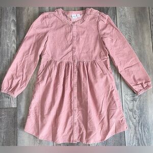 Gap Antique Pink Corduroy Button Front Mauve Dress Valentines Day Girls Medium 8